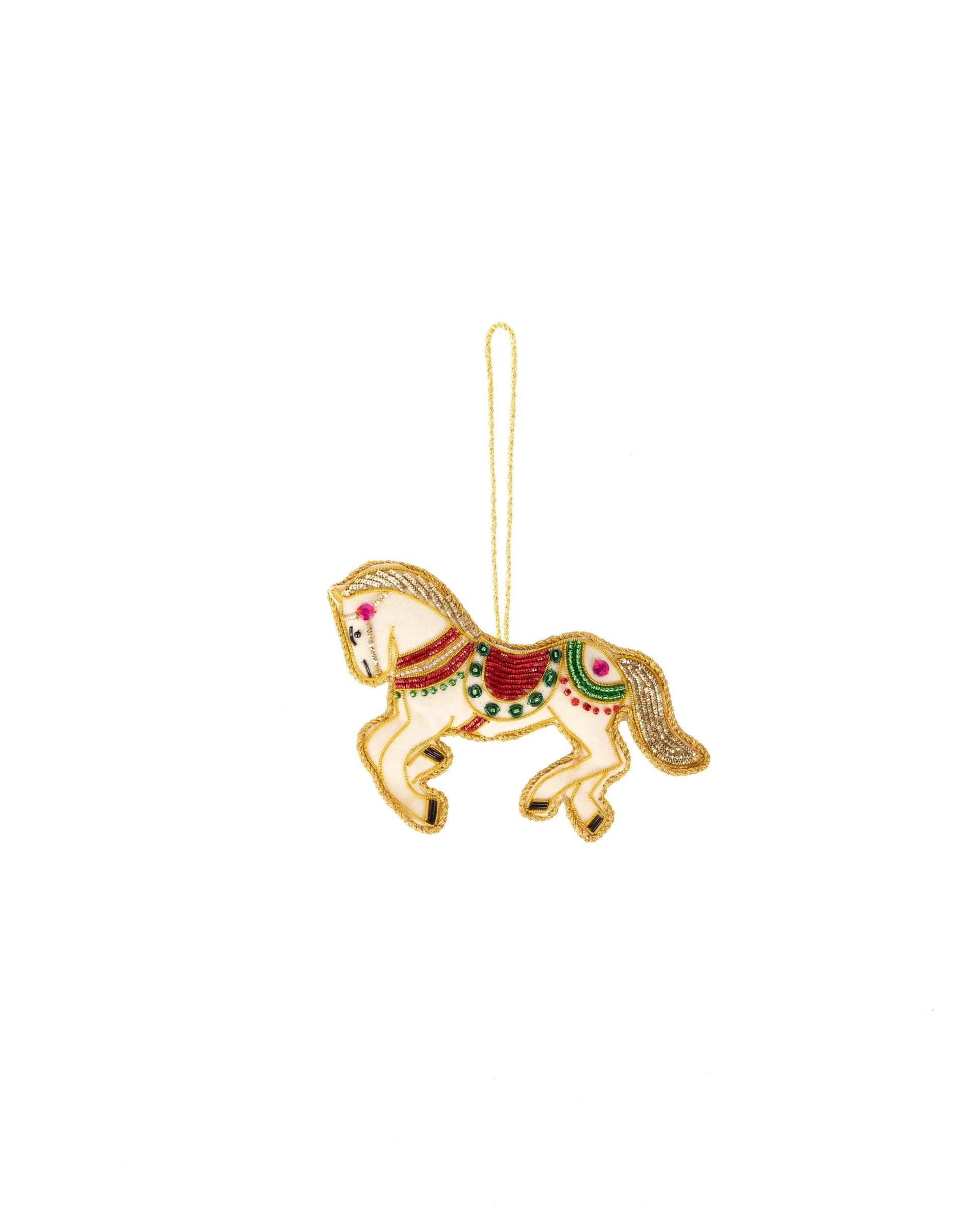 VARSHA JARIWALA Cream Running Horse (Big) Ornament by THE LITTLE SHOP