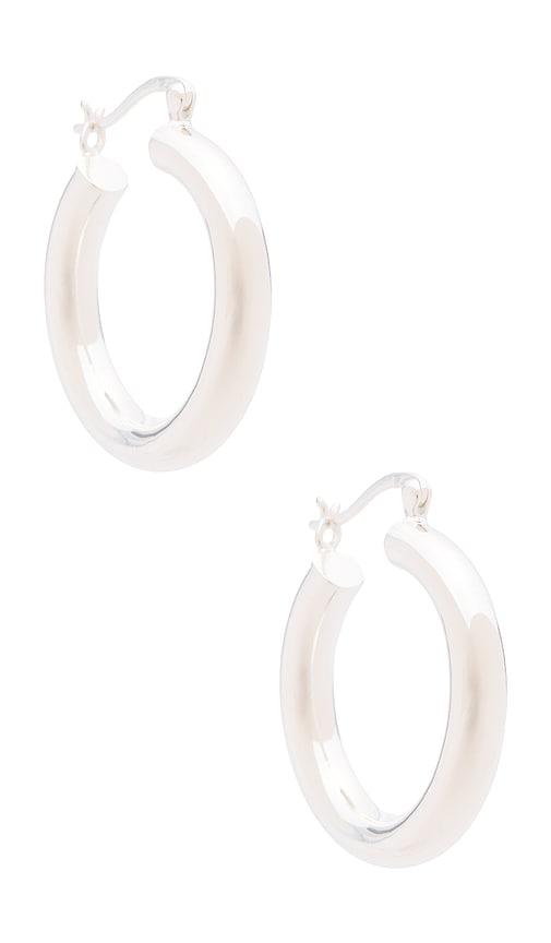 The M Jewelers NY The Large Ravello Hoops in Metallic Silver by THE M JEWELERS NY