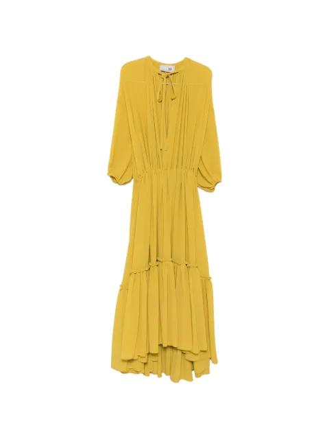 ruffled tie-neck maxi dress by THE M..