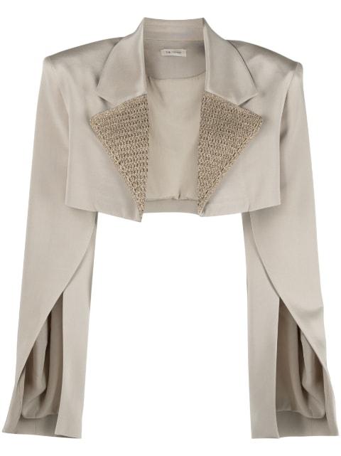 Marica crochet-panel cropped blazer by THE MANNEI