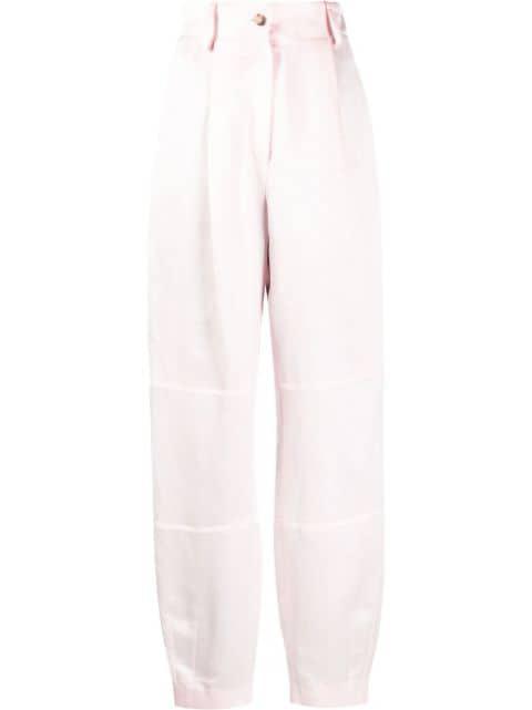 Volterra high-waisted satin trousers by THE MANNEI