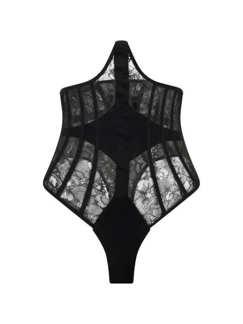 lace-panelled boned bodysuit by THE MANNEI