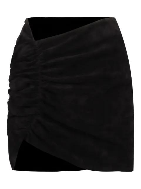 leather short draped skirt by THE MANNEI