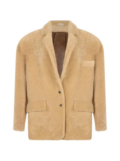 rear-slit shearling jacket by THE MANNEI