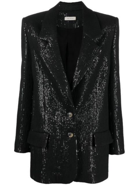 sequin-embellished single-breasted coat by THE MANNEI