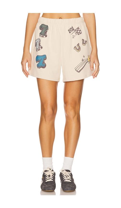 The Mayfair Group Feeling Lucky Sweatshorts in Beige by THE MAYFAIR GROUP