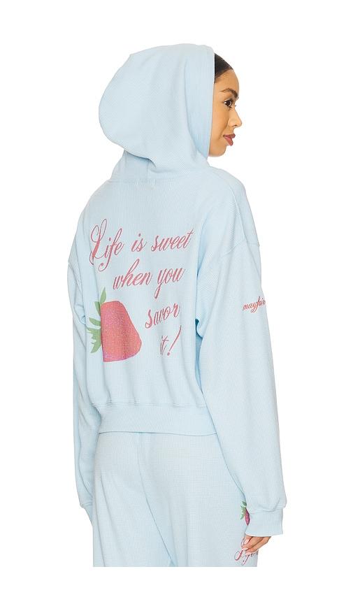 The Mayfair Group Life Is Sweet Waffle Hoodie in Baby Blue by THE MAYFAIR GROUP The Mayfair Group Life Is Sweet Waffle Hoodie in Baby Blue by THE MAYFAIR GROUP