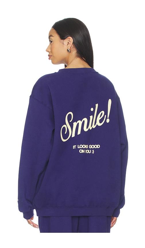 The Mayfair Group Smile Oversized Crewneck Sweatshirt in Purple by THE MAYFAIR GROUP