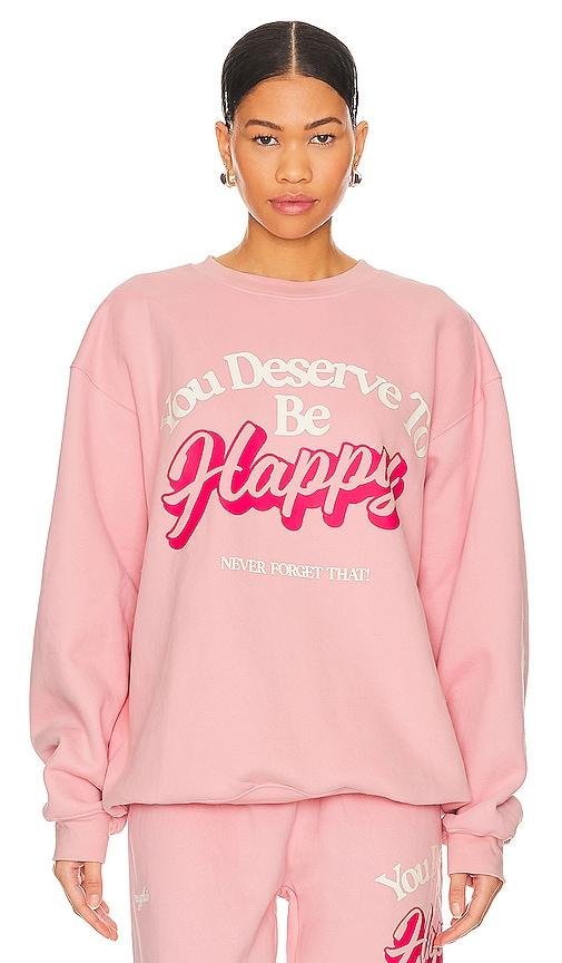 The Mayfair Group You Deserve It Crewneck in Rose by THE MAYFAIR GROUP