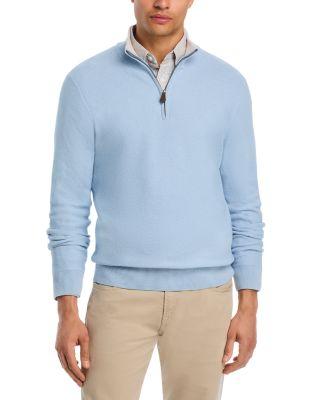 Cotton Tipped Textured Birdseye Half Zip Sweater - Exclusive by THE MEN'S STORE AT BLOOMINGDALE'S