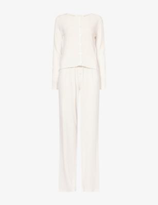 Pointelle Long-Sleeve Cotton-Jersey Pyjama Set by THE NAP CO