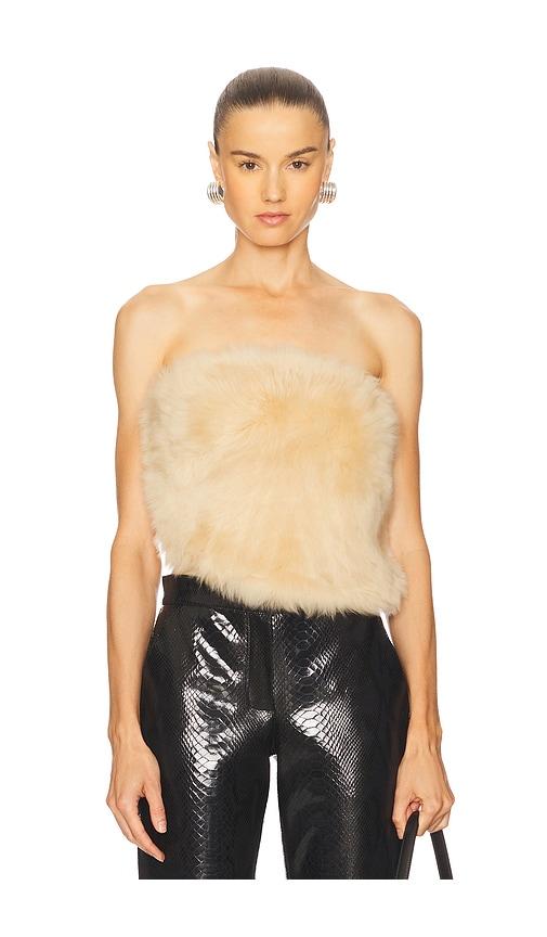 The New Arrivals by Ilkyaz Ozel Dogi Shearling Top in Tan by THE NEW ARRIVALS BY ILKYAZ OZEL