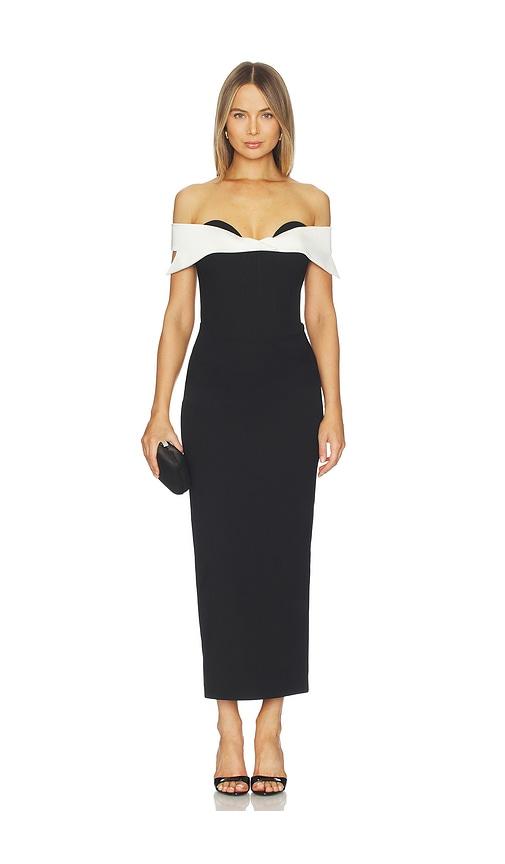 The New Arrivals by Ilkyaz Ozel Jacqueline Dress in Black,White by THE NEW ARRIVALS BY ILKYAZ OZEL
