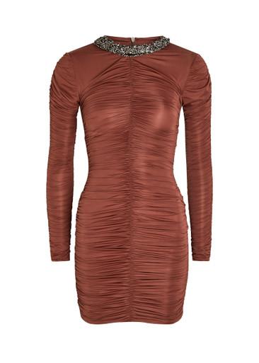 Ross embellished ruched stretch-jersey mini dress by THE NEW ARRIVALS ILKYAZ OZEL