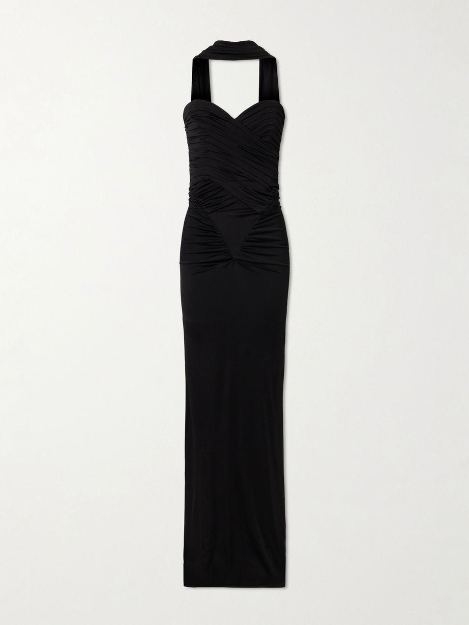 Samsara strapless gathered stretch-satin gown by THE NEW ARRIVALS ILKYAZ OZEL