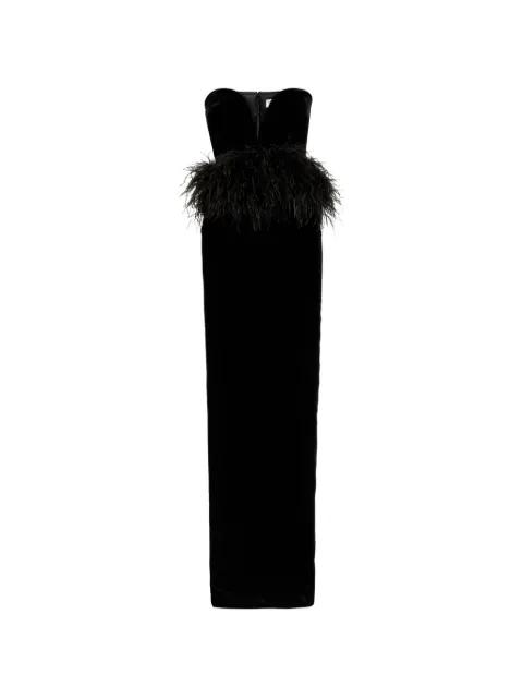 Sienna feather strapless maxi dress by THE NEW ARRIVALS ILKYAZ OZEL