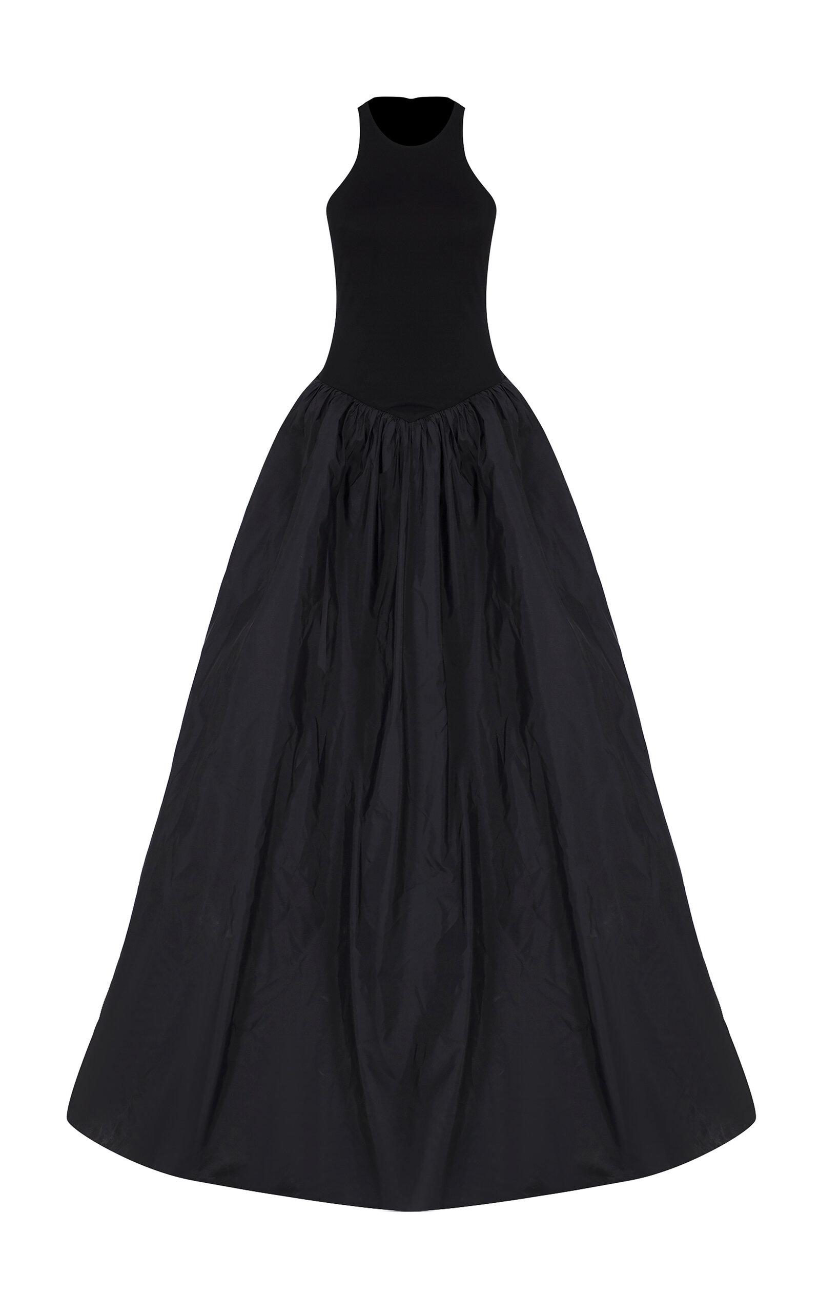 The New Arrivals Ilkyaz Ozel - Cate Jersey-Silk Combo Gown - Black - - Moda Operandi by THE NEW ARRIVALS ILKYAZ OZEL