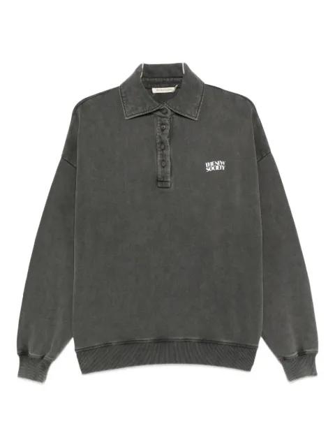 logo-print long-sleeve polo top by THE NEW SOCIETY