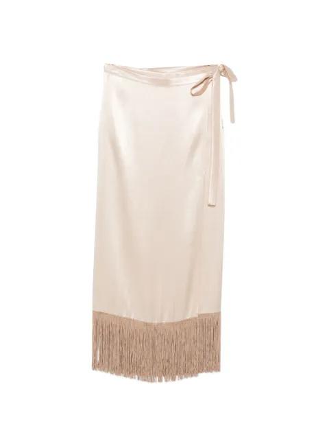 fringe-trim wrap skirt by THE NINA STUDIO