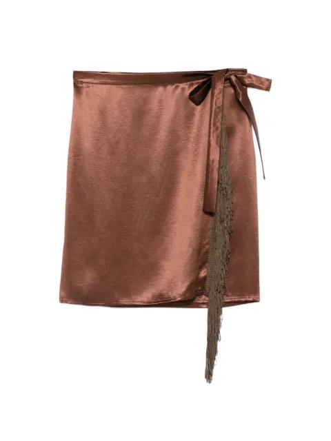 fringe-trim wrap skirt by THE NINA STUDIO