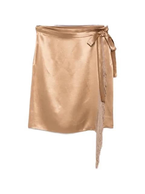 fringe-trimmed wrap skirt by THE NINA STUDIO