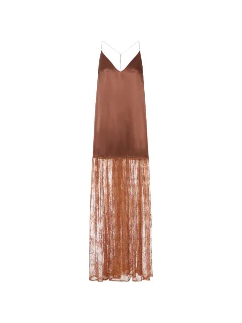 lace-insert silk dress by THE NINA STUDIO