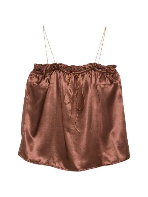 ruffled-trim spaghetti-strap top by THE NINA STUDIO