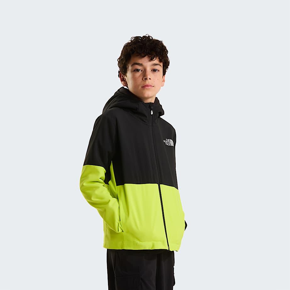 Boys' On The Trail Full-zip Hooded Jacket Tnf Black-fizz Lime-silver Reflective by THE NORTH FACE
