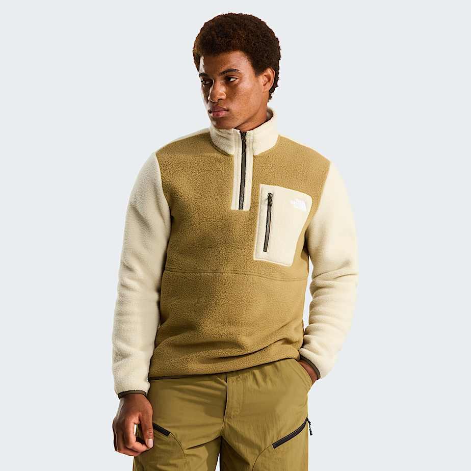 Men’s Yumiori 1/4 Zip Fleece Jacket Cedar-desert Stone-new Taupe Green by THE NORTH FACE