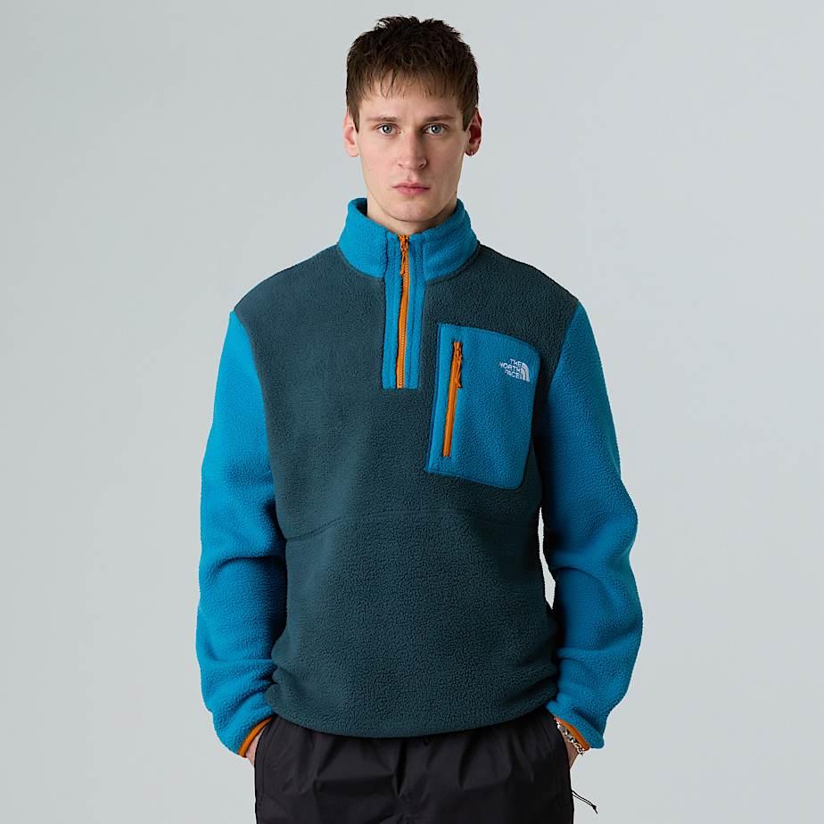Men’s Yumiori 1/4 Zip Fleece Jacket Deep Cypress-dusk Blue-agate Orange by THE NORTH FACE