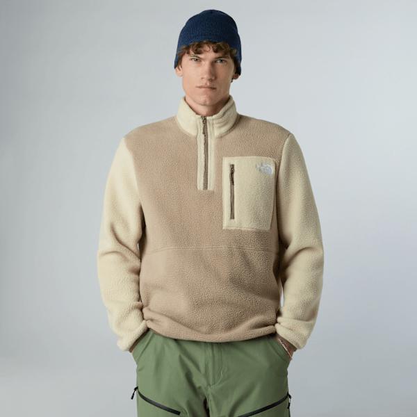 Men’s Yumiori 1/4 Zip Fleece Jacket Mushroom Grey-gravel-mocha Brown by THE NORTH FACE