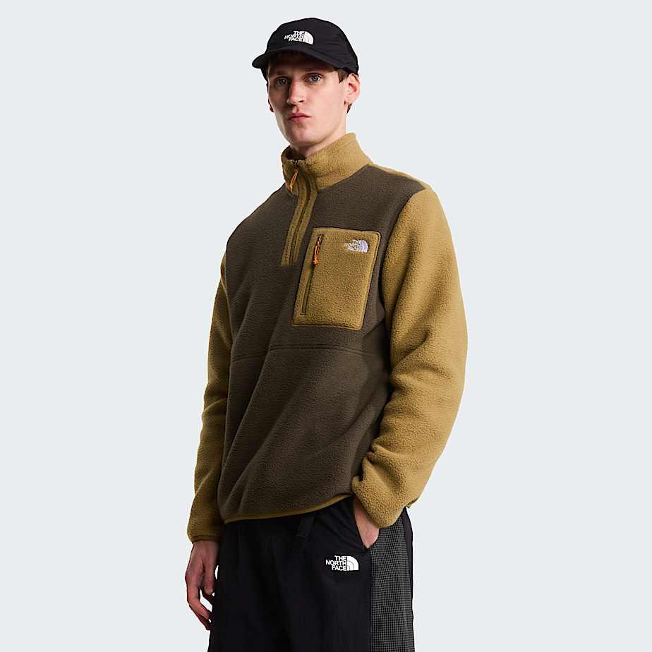 Men’s Yumiori 1/4 Zip Fleece Jacket New Taupe Green-cedar-dust Orange by THE NORTH FACE