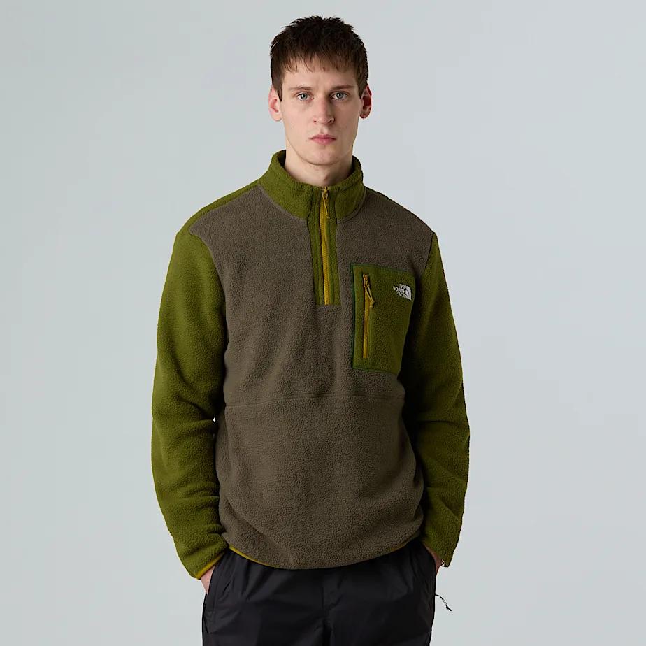 Men’s Yumiori 1/4 Zip Fleece Jacket New Taupe Green-woodland Green-deep Dijon by THE NORTH FACE