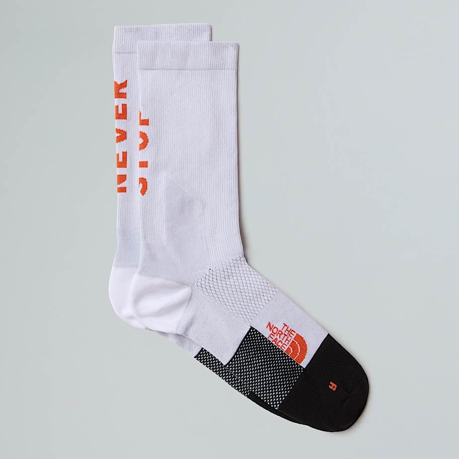 Never Stop Trail Run Crew Socks Tnf White-acrylic Orange by THE NORTH FACE