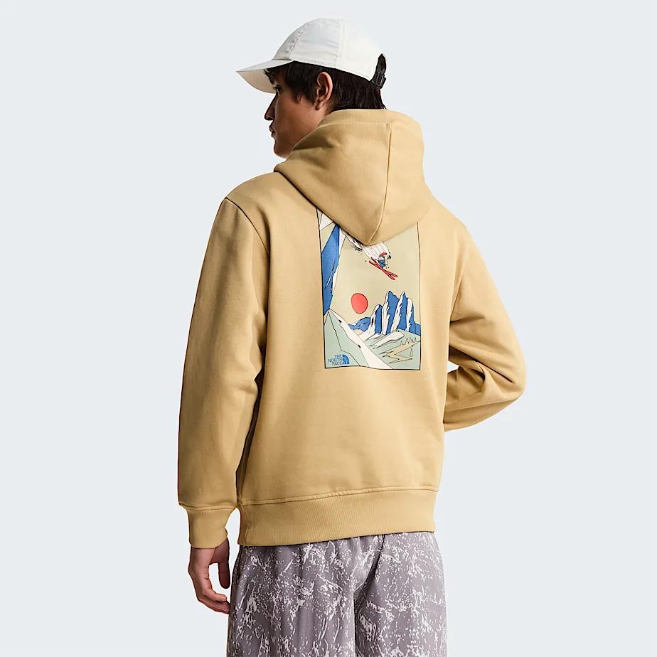 Unisex Mountain Celebration Relaxed Graphic Hoodie Khaki Stone by THE NORTH FACE