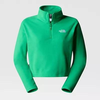 Women's 100 Glacier Cropped 1/4 Zip Fleece Optic Emerald by THE NORTH FACE
