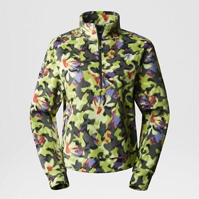 Women's 100 Glacier Printed Half-zip Fleece Astro Lime Ai Blossoms Print by THE NORTH FACE