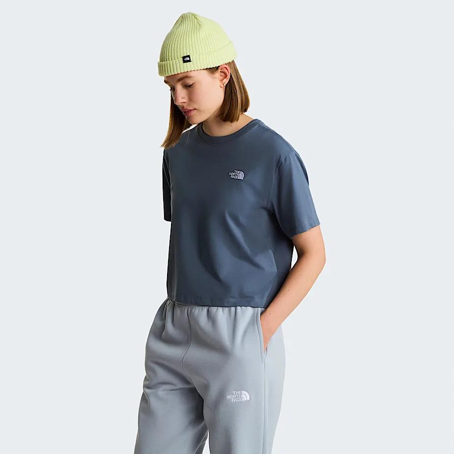 Women's Evolution Simple Dome Cropped Relaxed T-shirt Granite Grey by THE NORTH FACE
