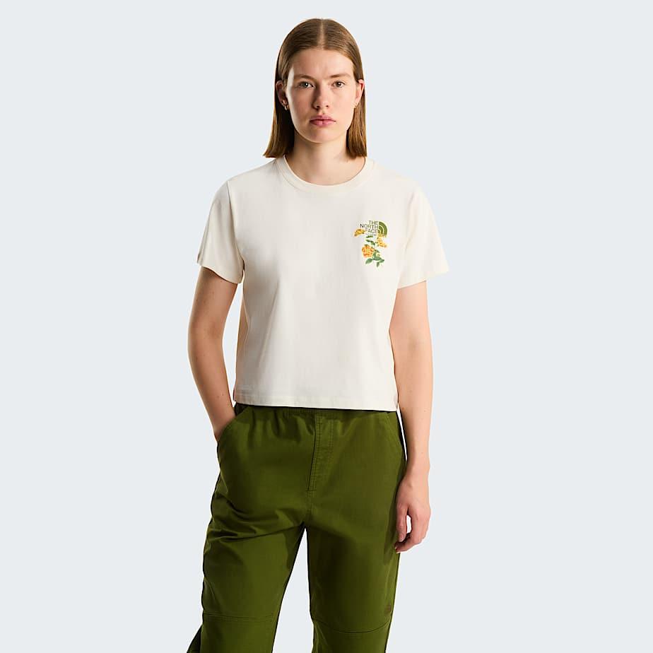Women's Flora Embroidered Regular Graphic T-shirt White Dune by THE NORTH FACE