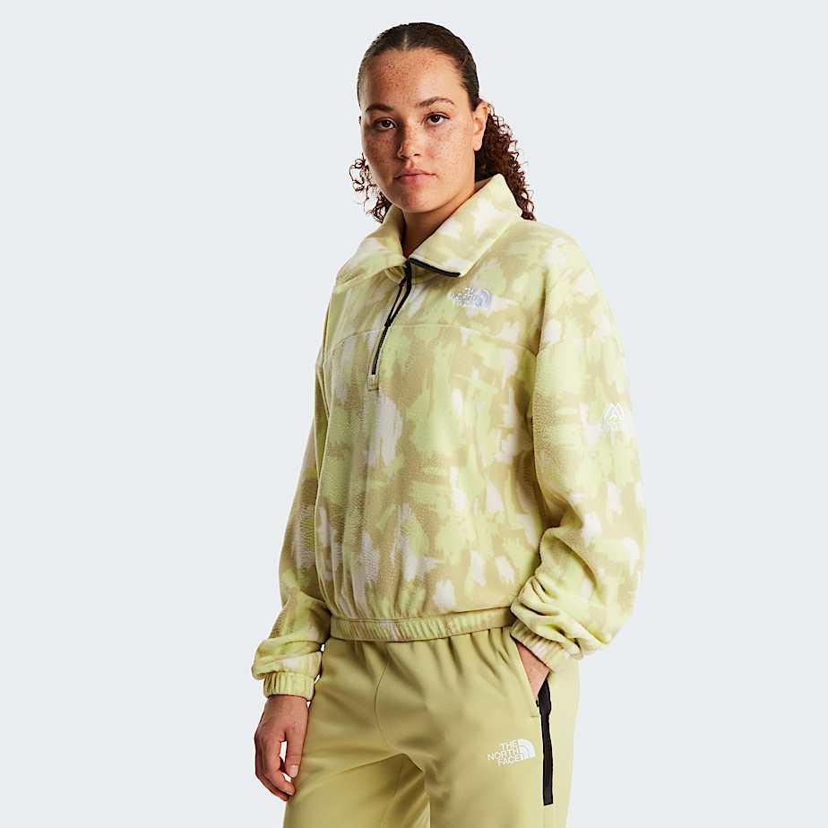 Women's Mountain Athletics 1/2 Zip Printed Fleece Lemon Mist Painted Mountains Print by THE NORTH FACE
