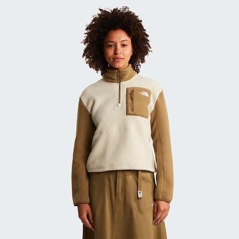 Women's Yumiori 1/4 Zip Fleece Jacket Desert Stone-cedar-cedar by THE NORTH FACE