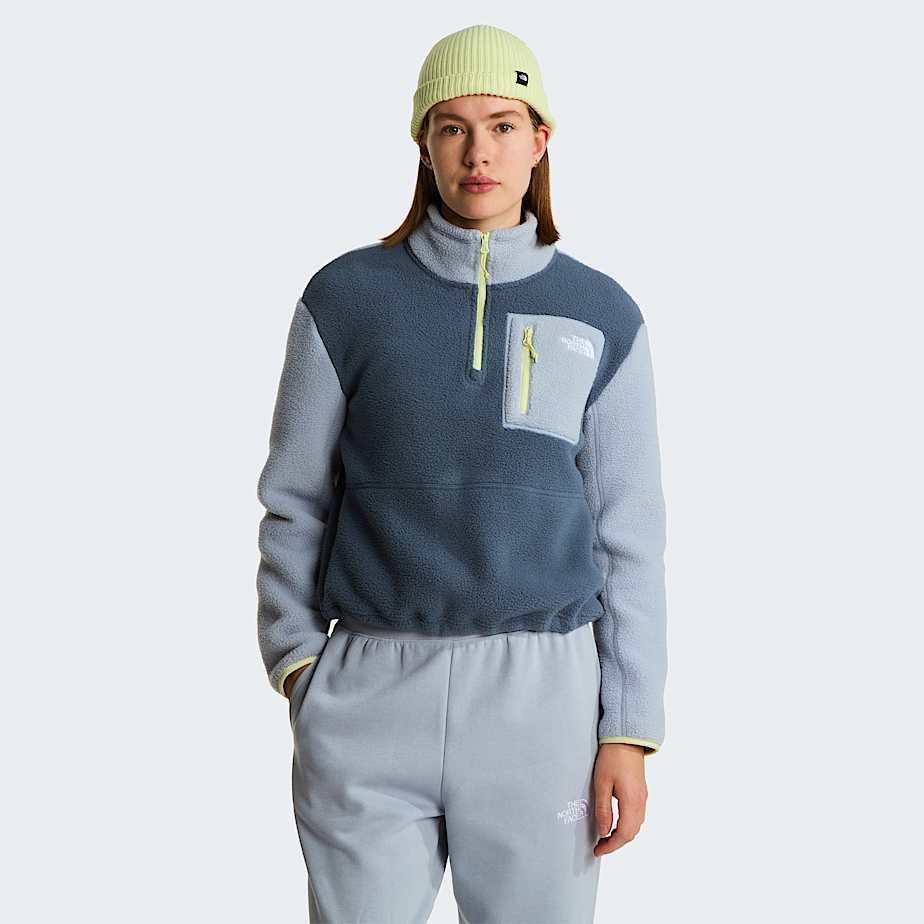 Women's Yumiori 1/4 Zip Fleece Jacket Granite Grey-frost Grey-lemon Mist by THE NORTH FACE
