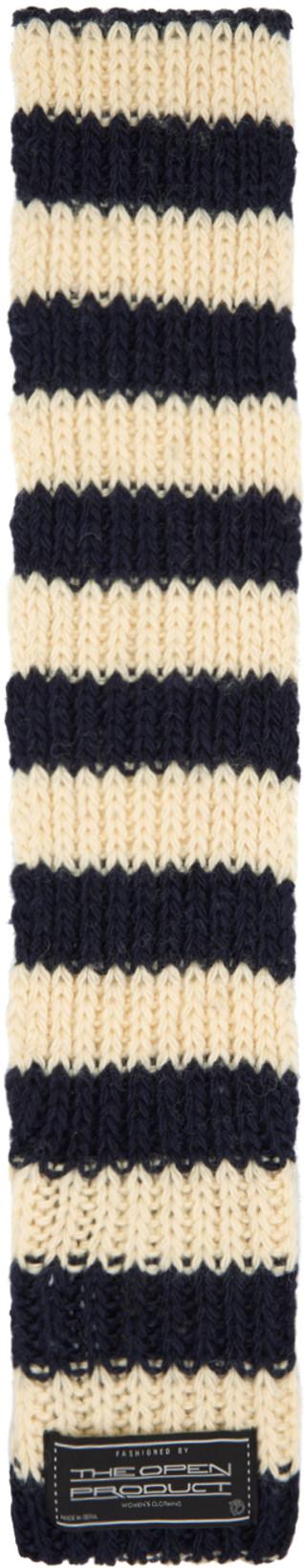 Navy & Off-White Stripe Pocket Scarf by THE OPEN PRODUCT | jellibeans