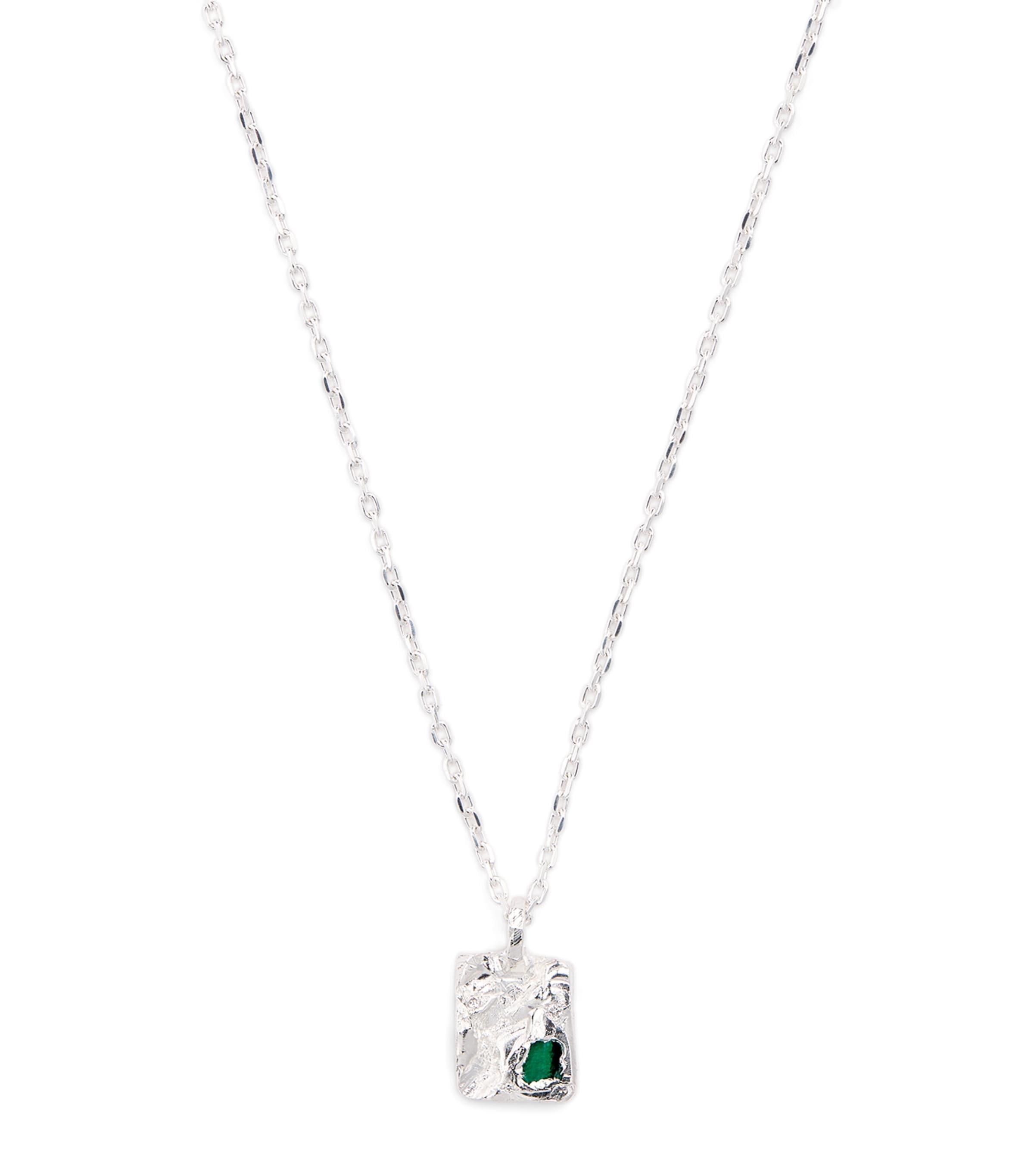 THE OUZE Sterling Silver and Emerald Bayliss Necklace by THE OUZE