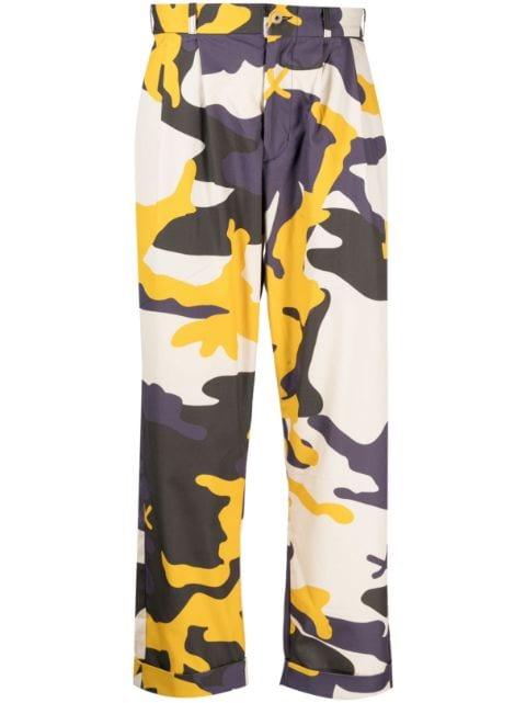 camouflage-pattern cropped cotton trousers by THE POWER FOR THE PEOPLE
