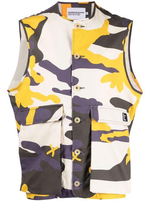 x Levi Kiss Camo cotton gilet by THE POWER FOR THE PEOPLE