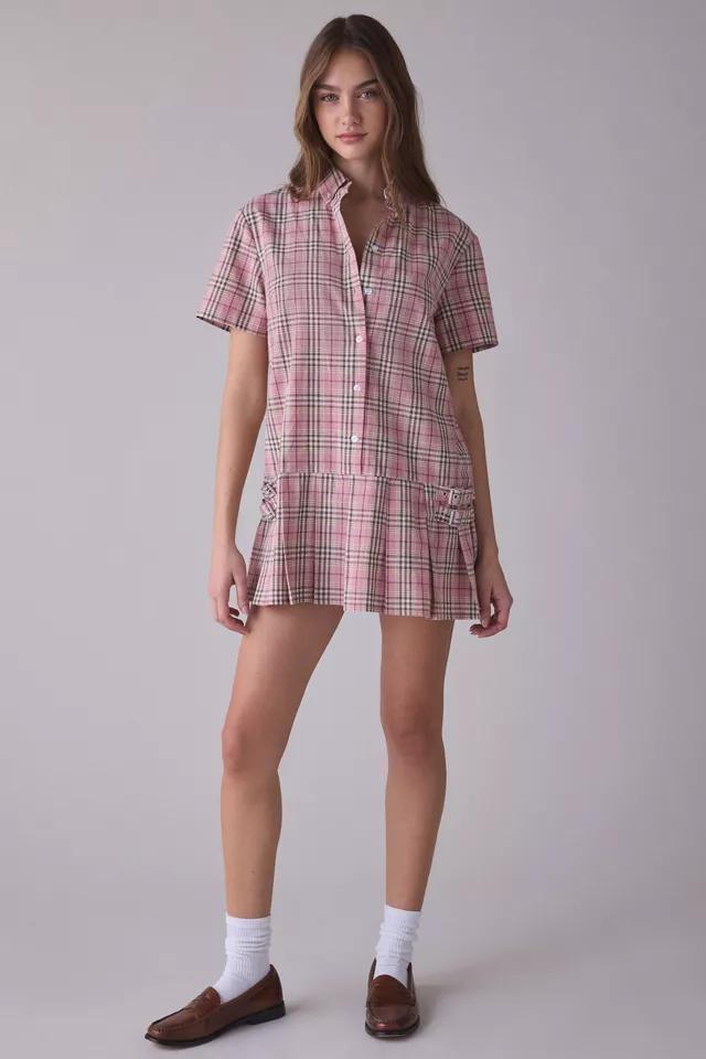 The Ragged Priest Blossom Plaid Short Sleeve Shirt Mini Dress by THE RAGGED PRIEST