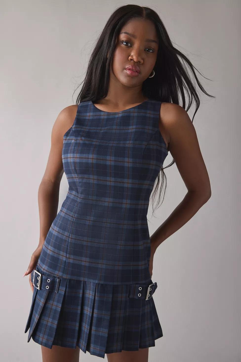 The Ragged Priest Bridle Check Pleated Kilt Mini Dress by THE RAGGED PRIEST