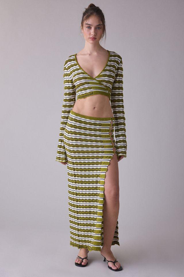 The Ragged Priest Scald Side-Slit Knit Maxi Skirt by THE RAGGED PRIEST