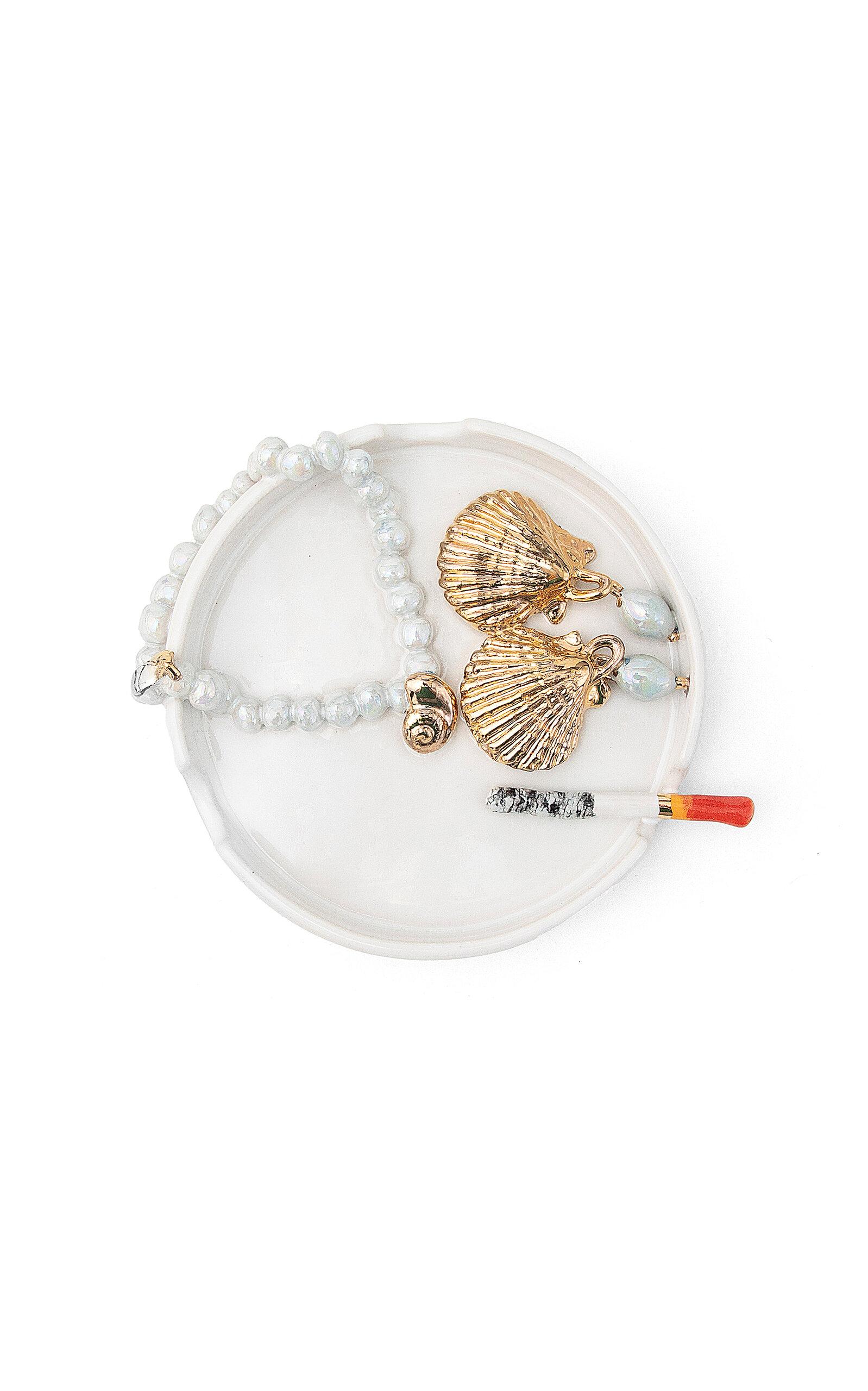 The Rolling And The Stoned - Ciggy’s & Pearls Ashtray - White - Moda Operandi by THE ROLLING&THE STONED